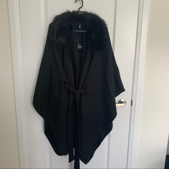 Torrid Faux Fur Collar Ruana - One Size - Picture 6 of 10